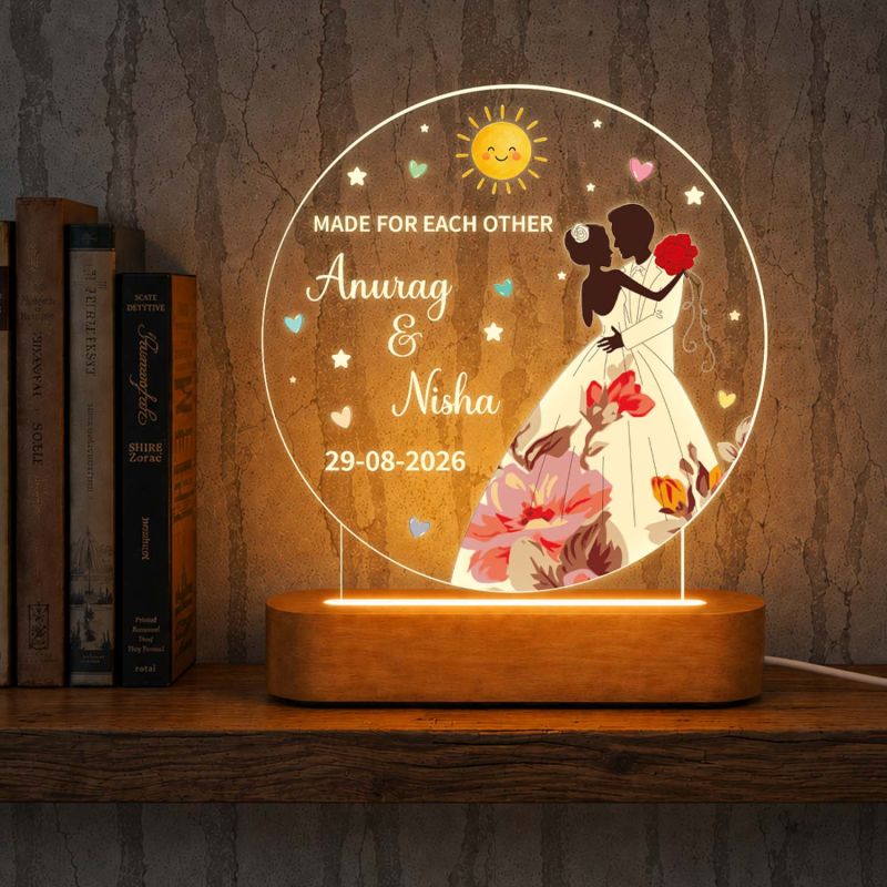 Personalized Couple LED Photo Lamp, Custom Name & Date Acrylic Night Light, Romantic Anniversary & Birthday Gift for Husband Wife, Boyfriend Girlfriend, Couple Bedroom Decor